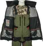 «Юбка» куртки застегивается на кнопки и предотвращает потерю собственного тепла