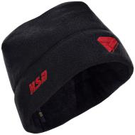 Черная флисовая зимняя шапка с красной вышивкой