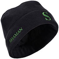 Малое изображение Флисовая зимняя черная шапка (зеленый логотип)