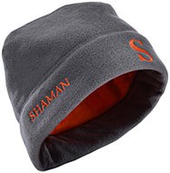 Флисовая зимняя серая шапка (оранжевый подклад и логотип)
