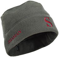Флисовая зимняя серая шапка (красный логотип)