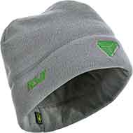 Зимняя флисовая серая шапка с зеленой вышивкой